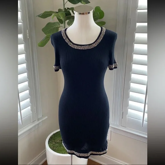 CHANEL | Dresses | Chanel Little Black Dress Gold Chain Trim Size 4 |  Poshmark